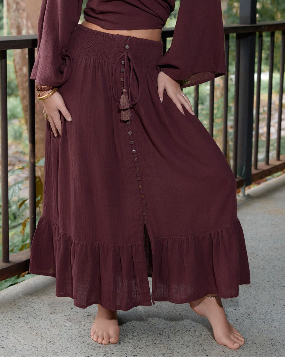CINDY MAXI SKIRT COFFEE