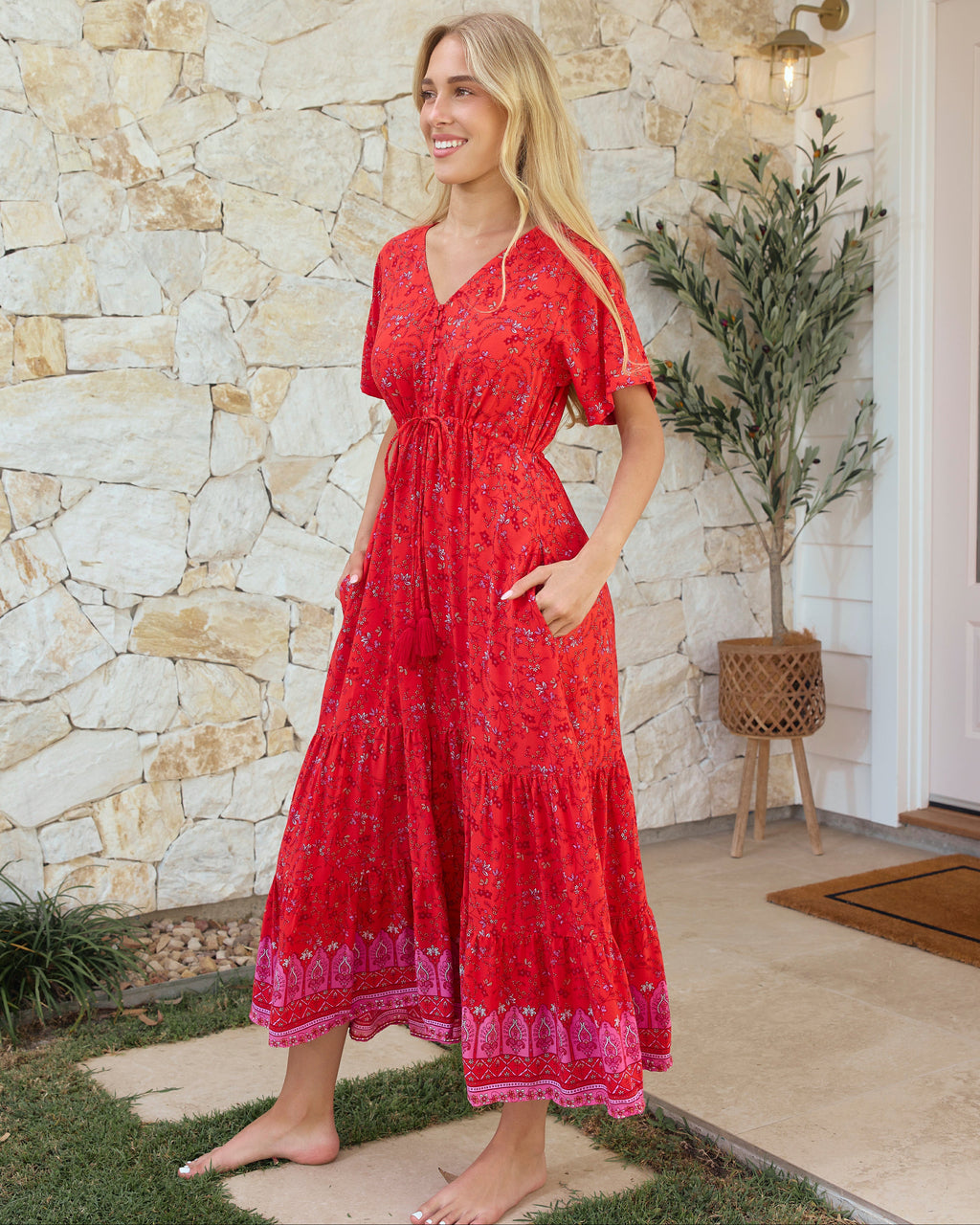 MANDY MIDI DRESS SCARLET