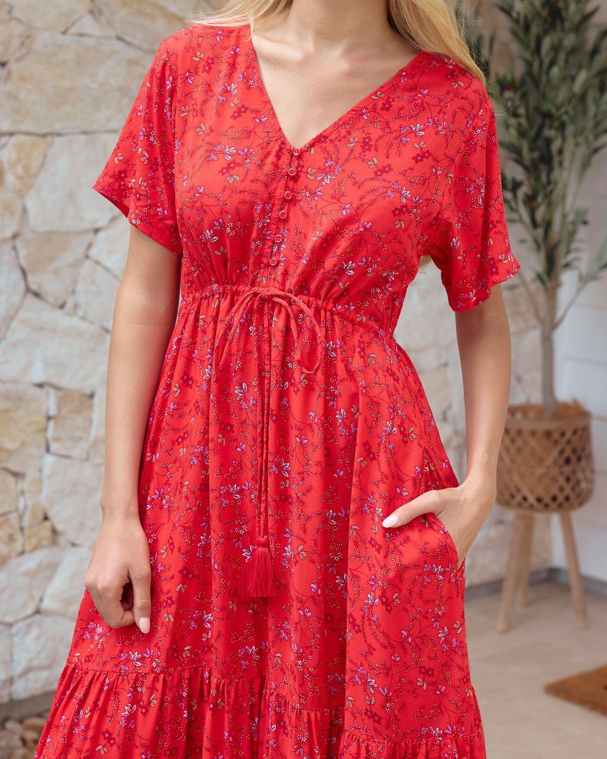 MANDY MIDI DRESS SCARLET