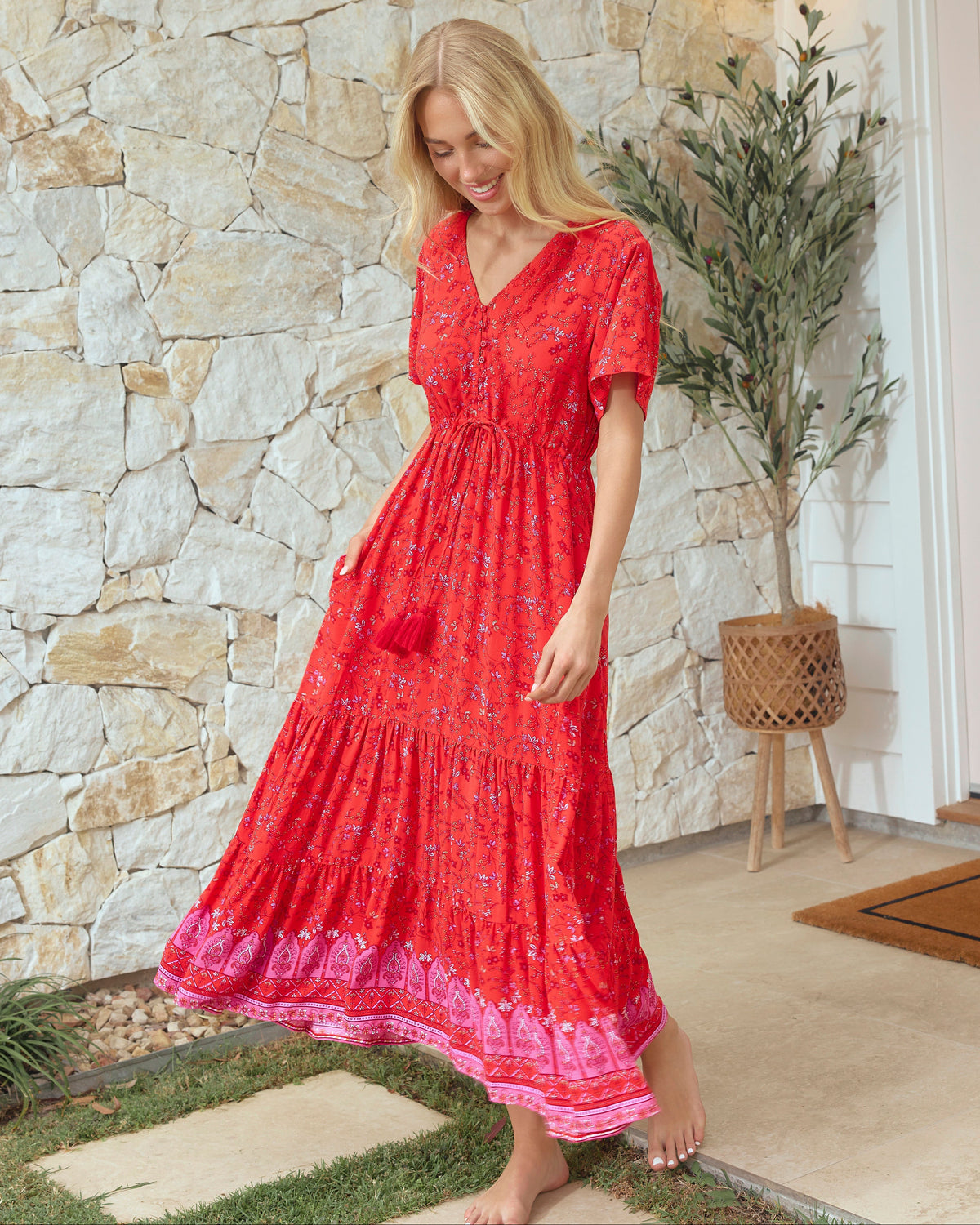 MANDY MIDI DRESS SCARLET