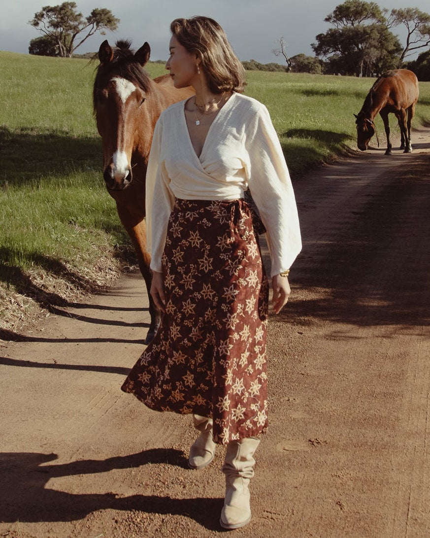 OLA WRAP SKIRT TEAK