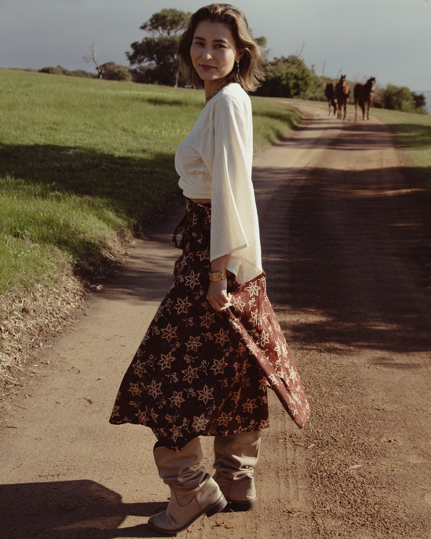 OLA WRAP SKIRT TEAK