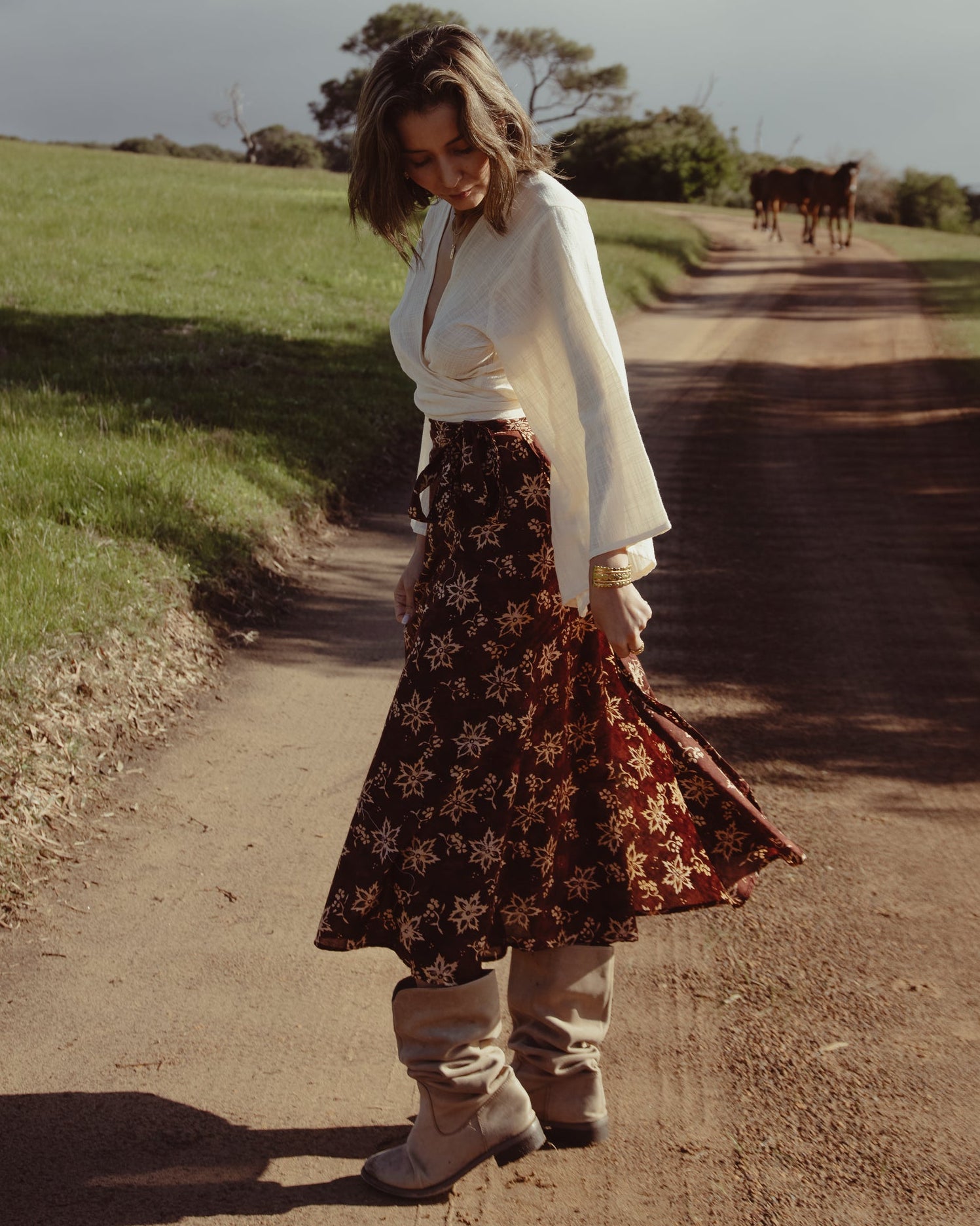OLA WRAP SKIRT TEAK