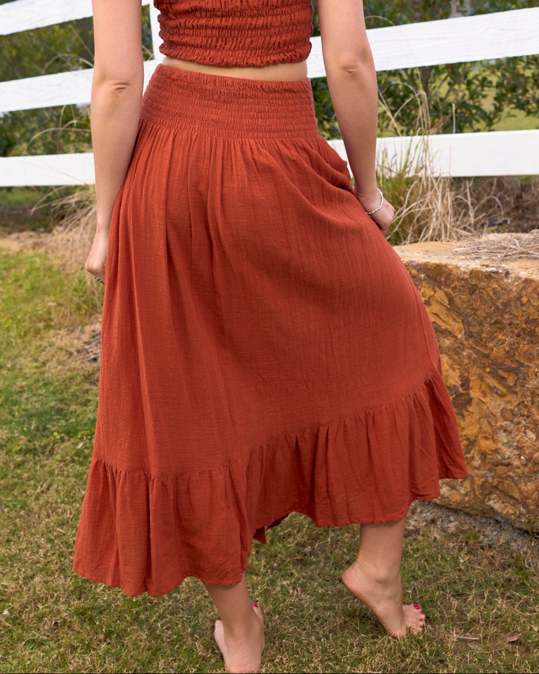 CINDY MAXI SKIRT TERRACOTTA