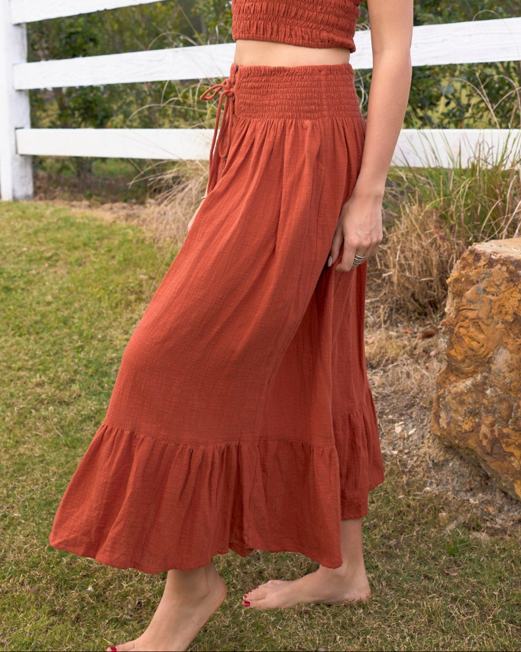 CINDY MAXI SKIRT TERRACOTTA