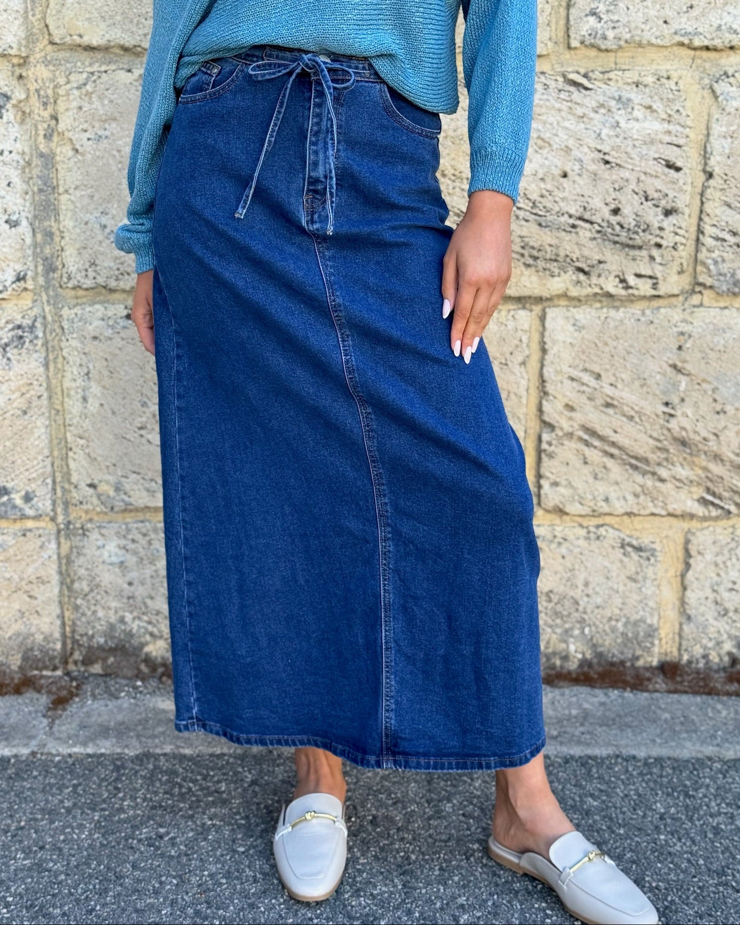 MAXIMUS DENIM SKIRT MID BLUE