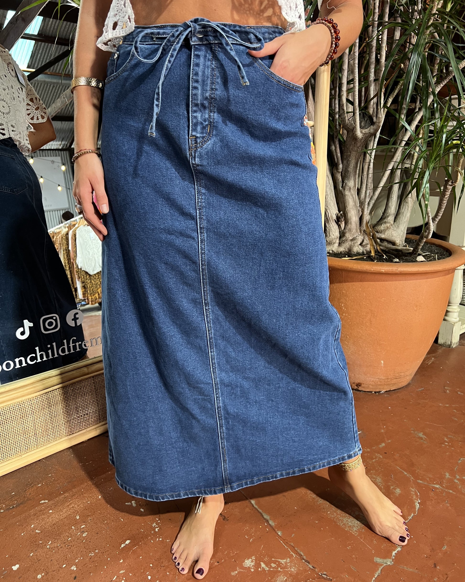 MAXIMUS DENIM SKIRT MID BLUE