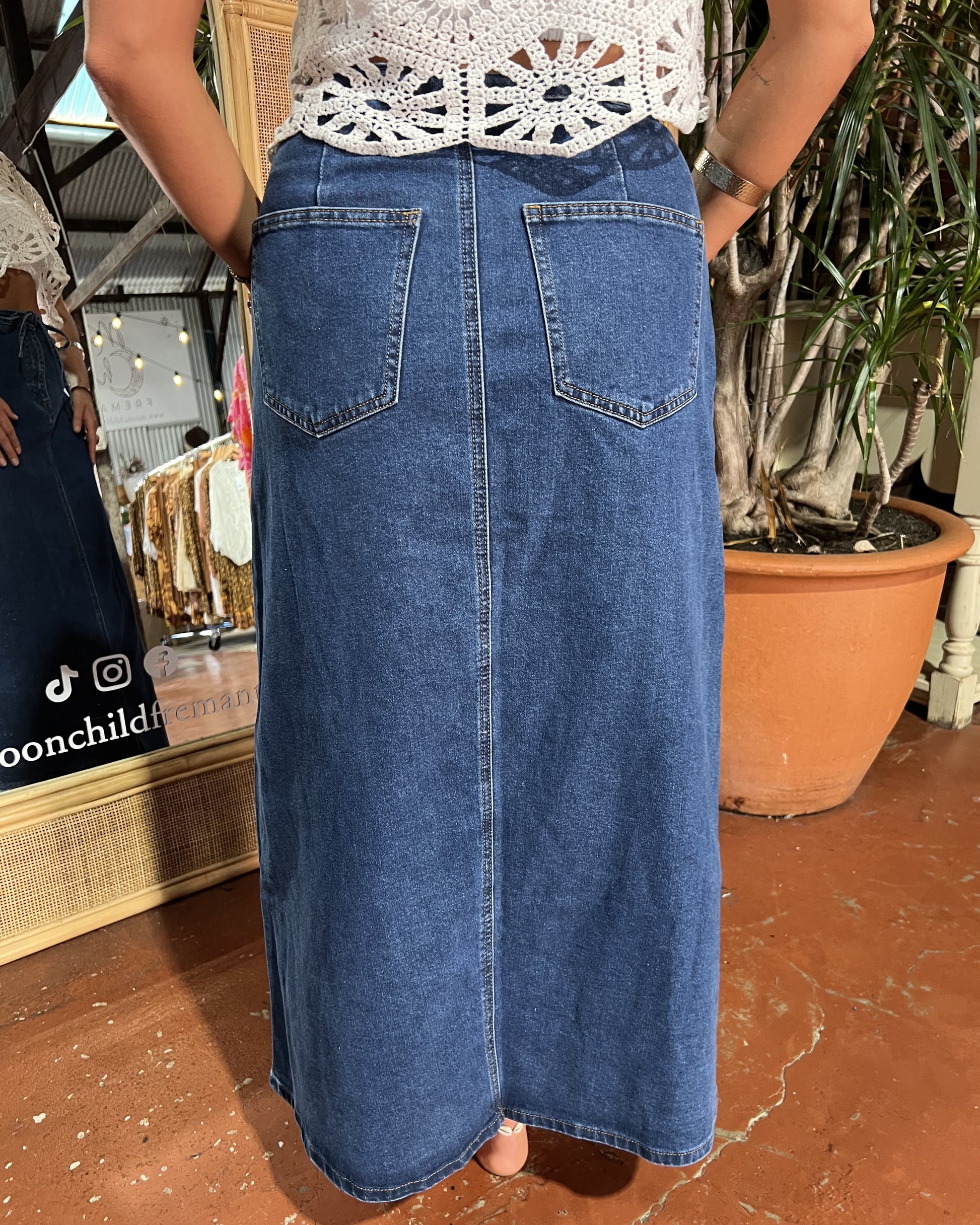 MAXIMUS DENIM SKIRT MID BLUE