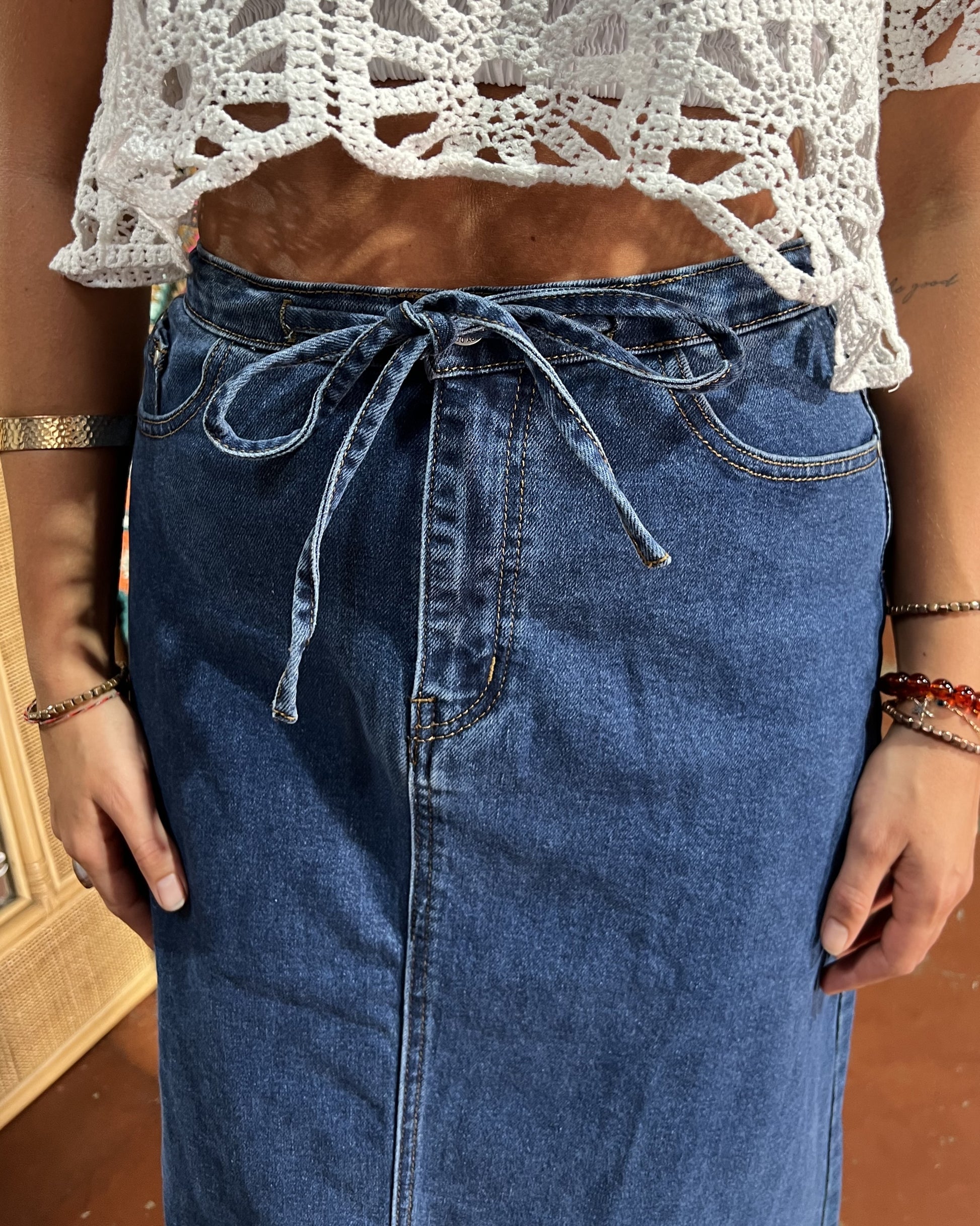 MAXIMUS DENIM SKIRT MID BLUE