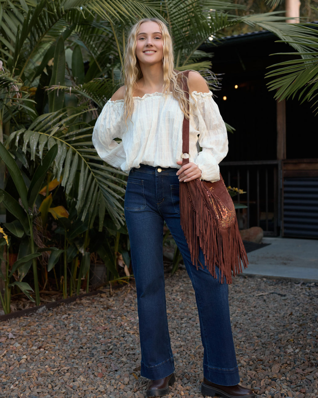 MOON FLOWER FRINGE BAG