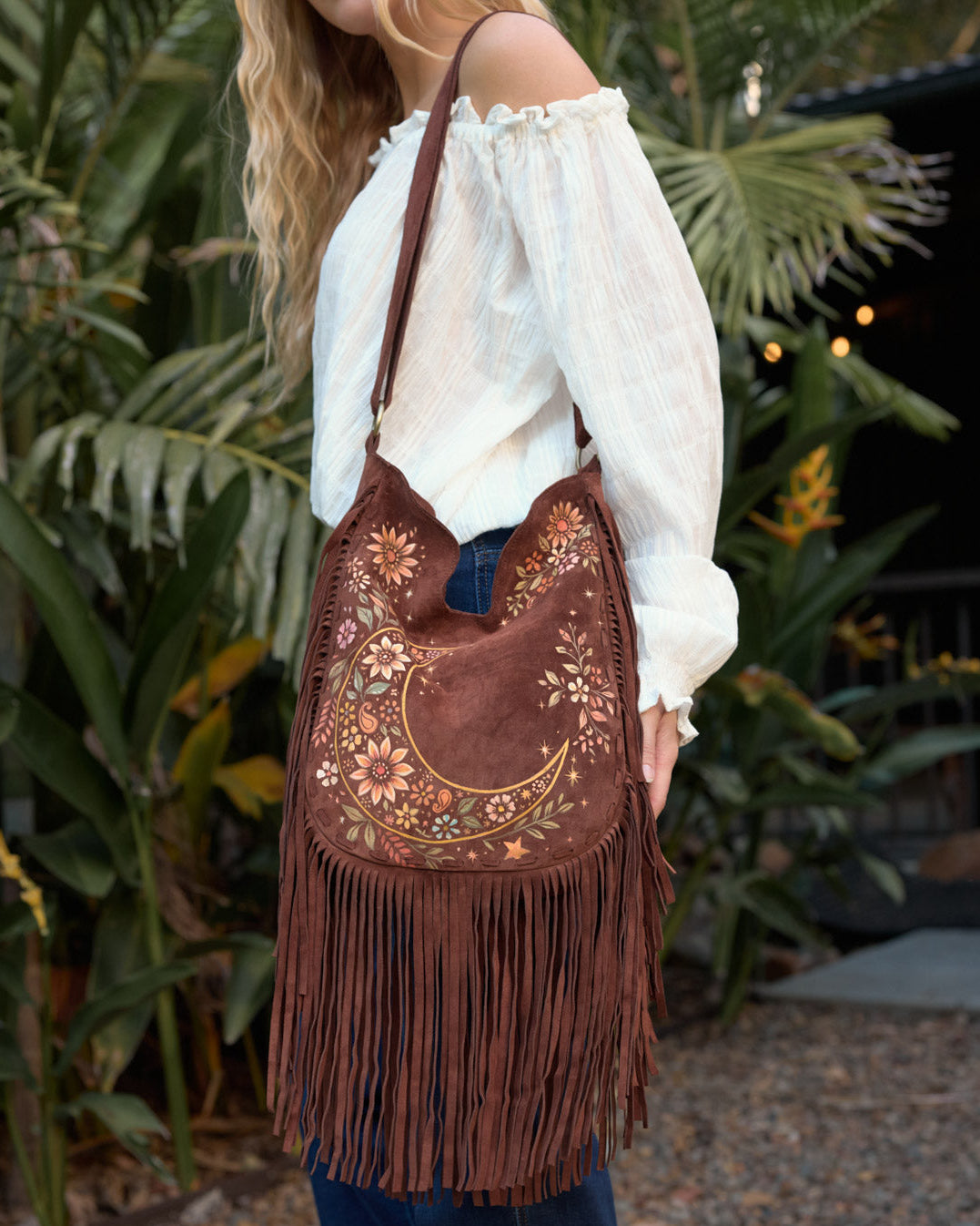 MOON FLOWER FRINGE BAG