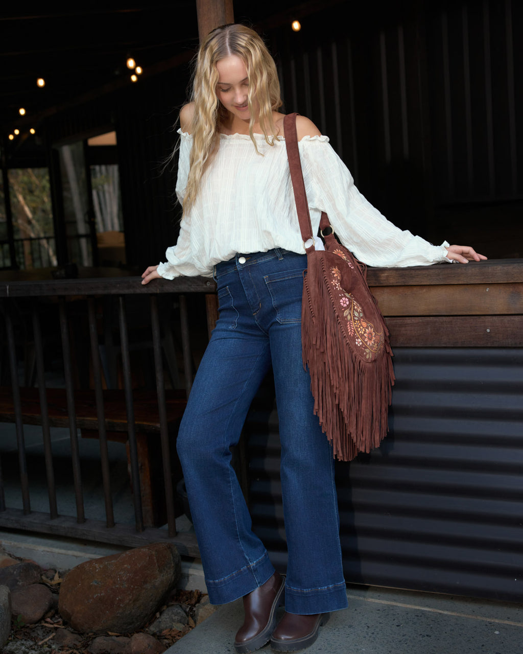 MOON FLOWER FRINGE BAG