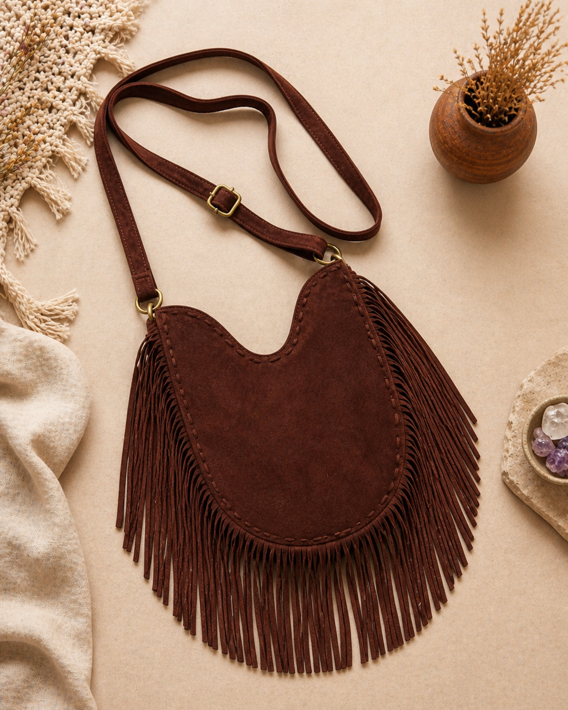 MOON FLOWER FRINGE BAG