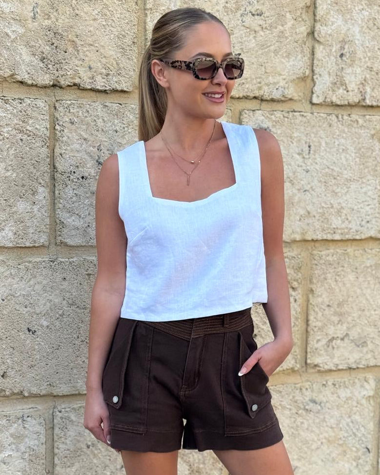 MYKOS DENIM SHORT CHOCOLATE