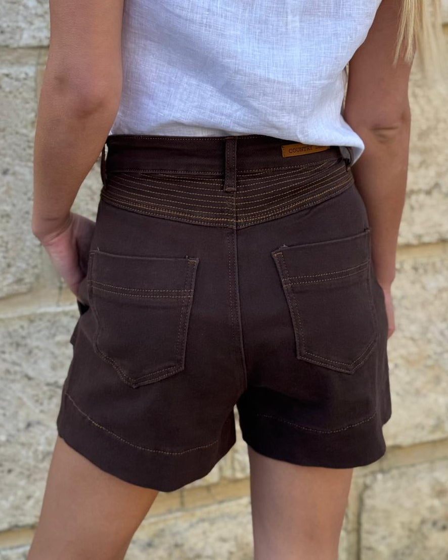 MYKOS DENIM SHORT CHOCOLATE