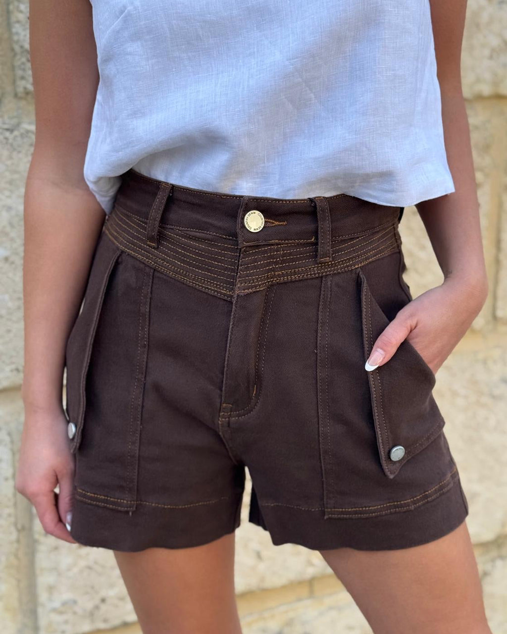 MYKOS DENIM SHORT CHOCOLATE