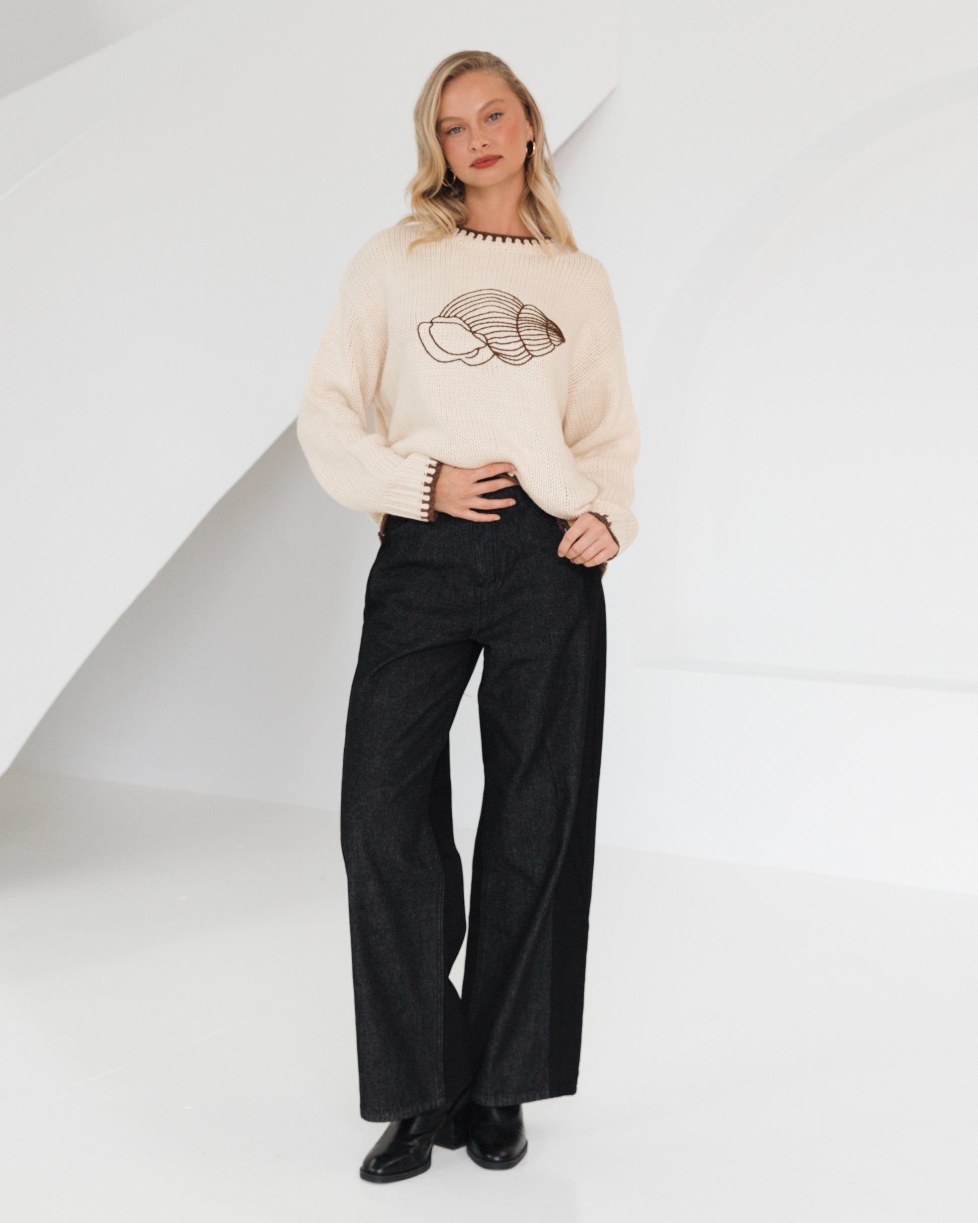 SHELL KNIT JUMPER CREAM