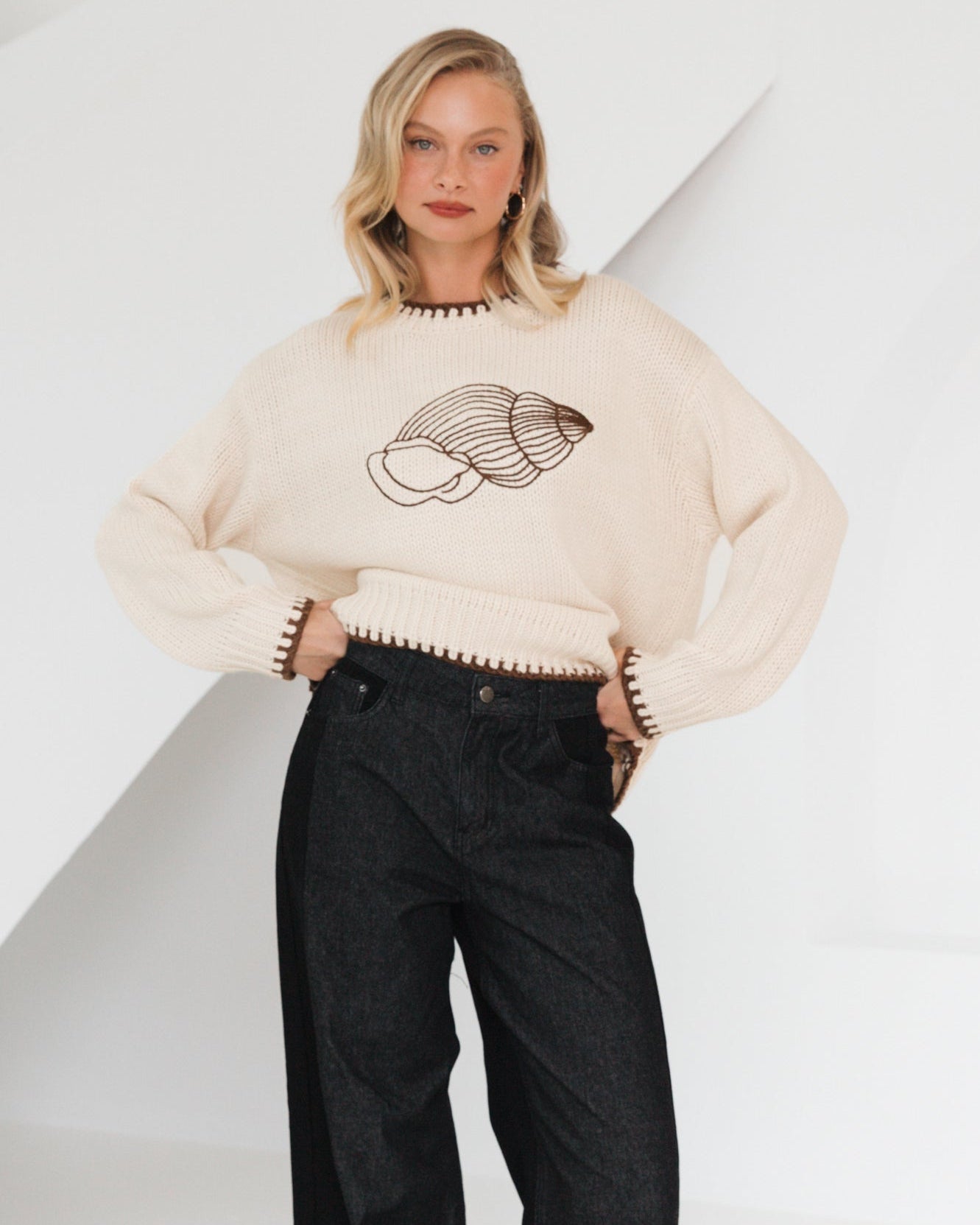 SHELL KNIT JUMPER CREAM