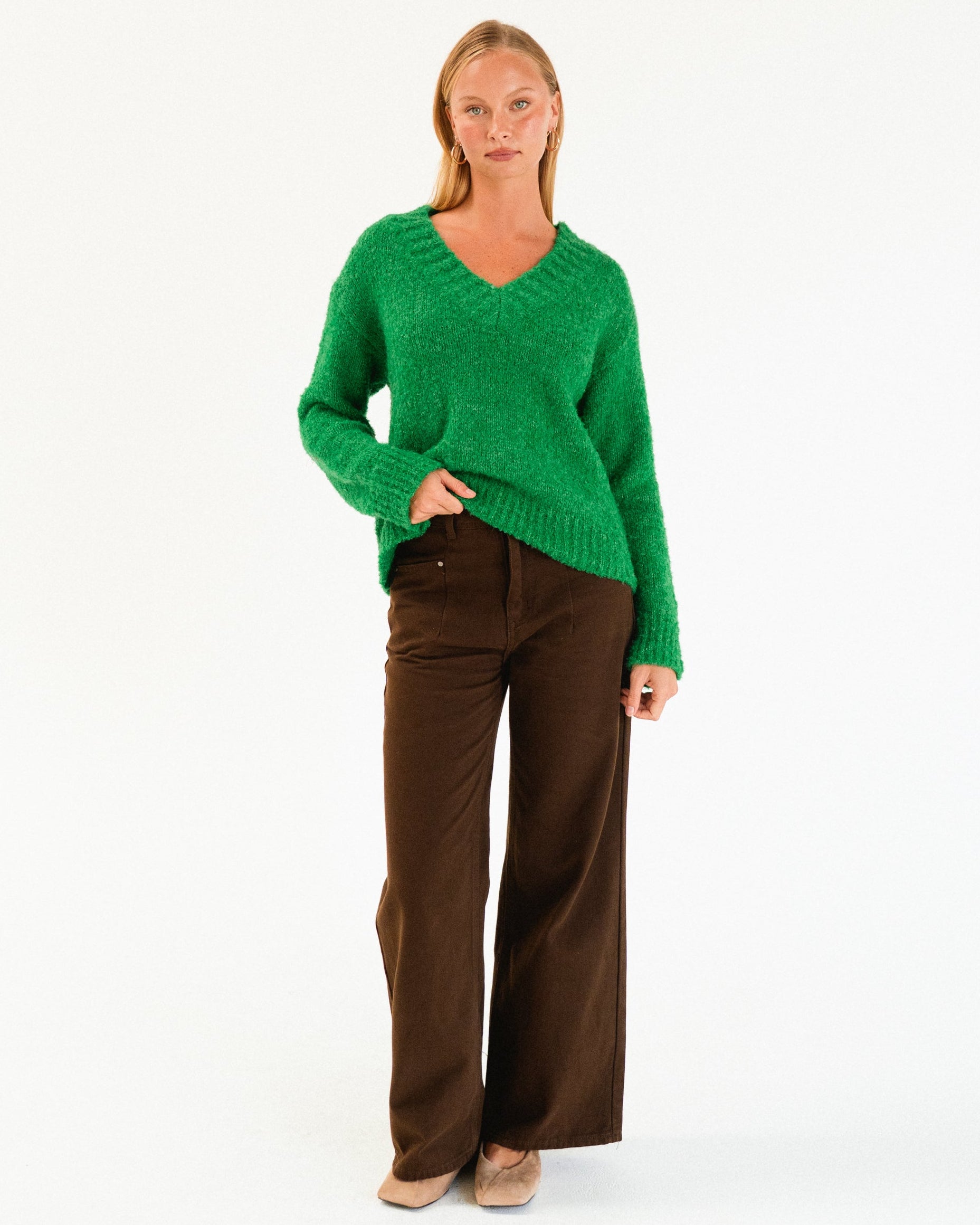 OXFORD KNIT JUMPER GREEN