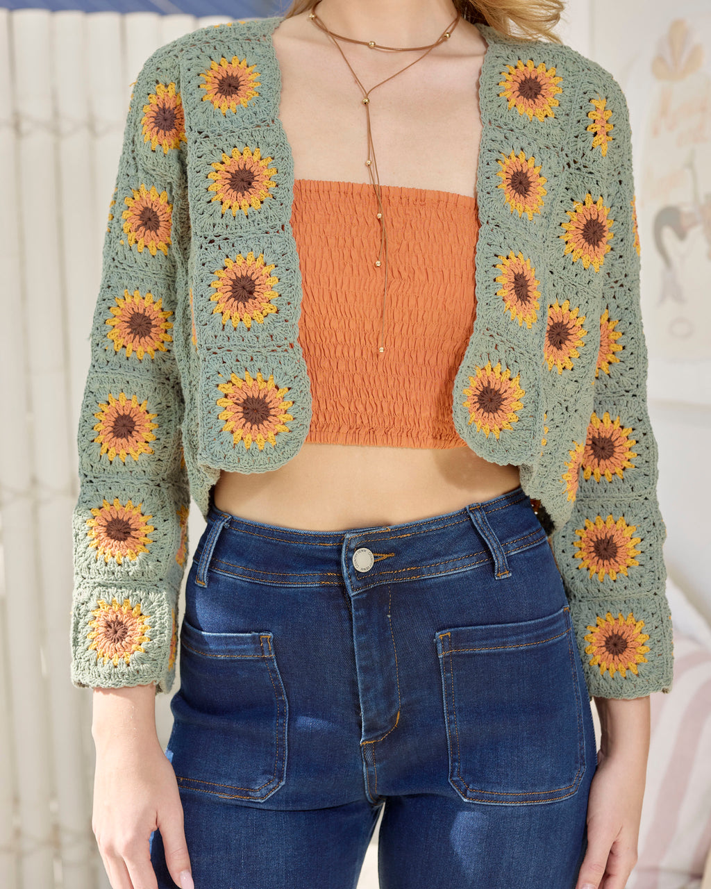 SUNFLOWER CARDIGAN SAGE