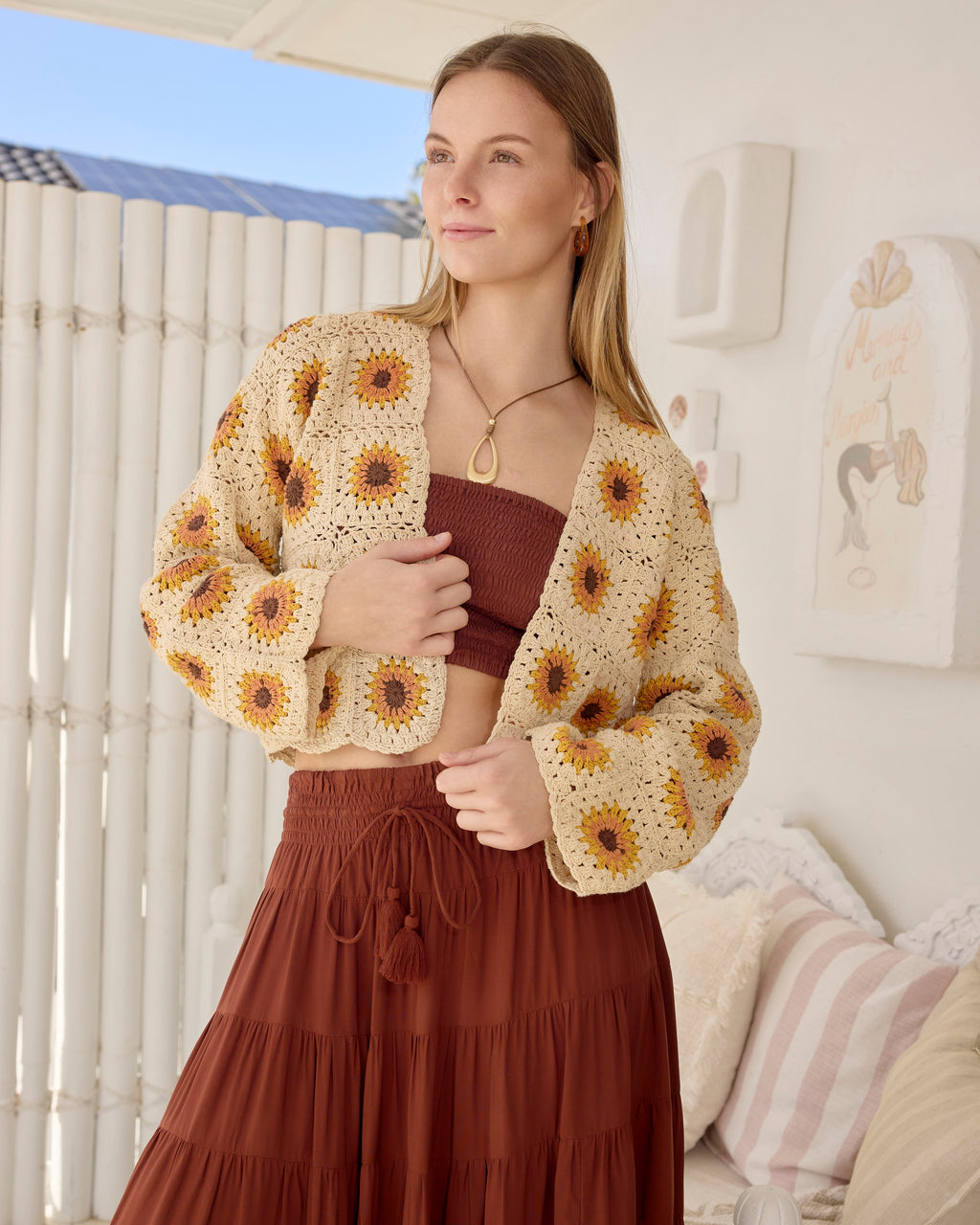 SUNFLOWER CARDIGAN VINTAGE CREAM