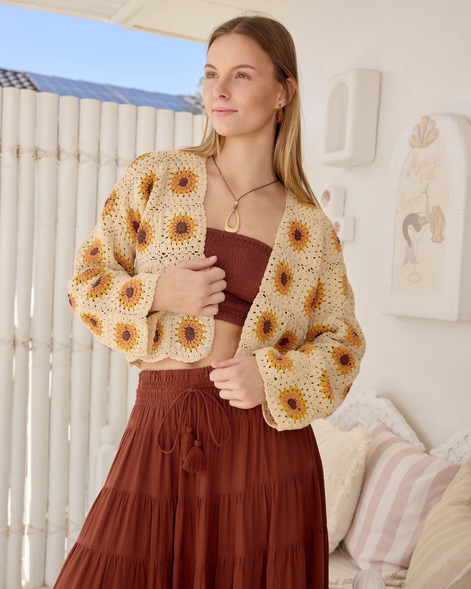 SUNFLOWER CARDIGAN VINTAGE CREAM