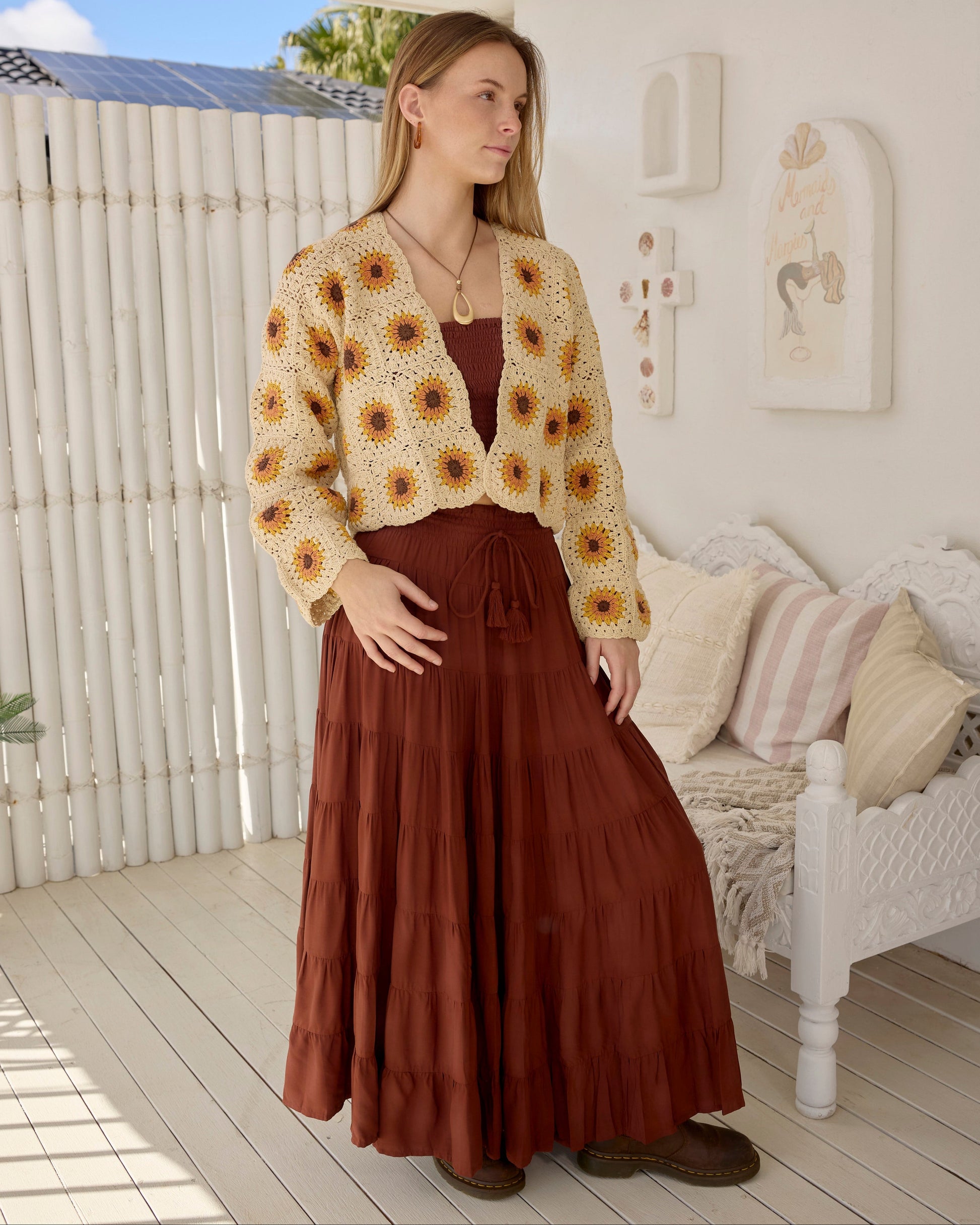 SUNFLOWER CARDIGAN VINTAGE CREAM
