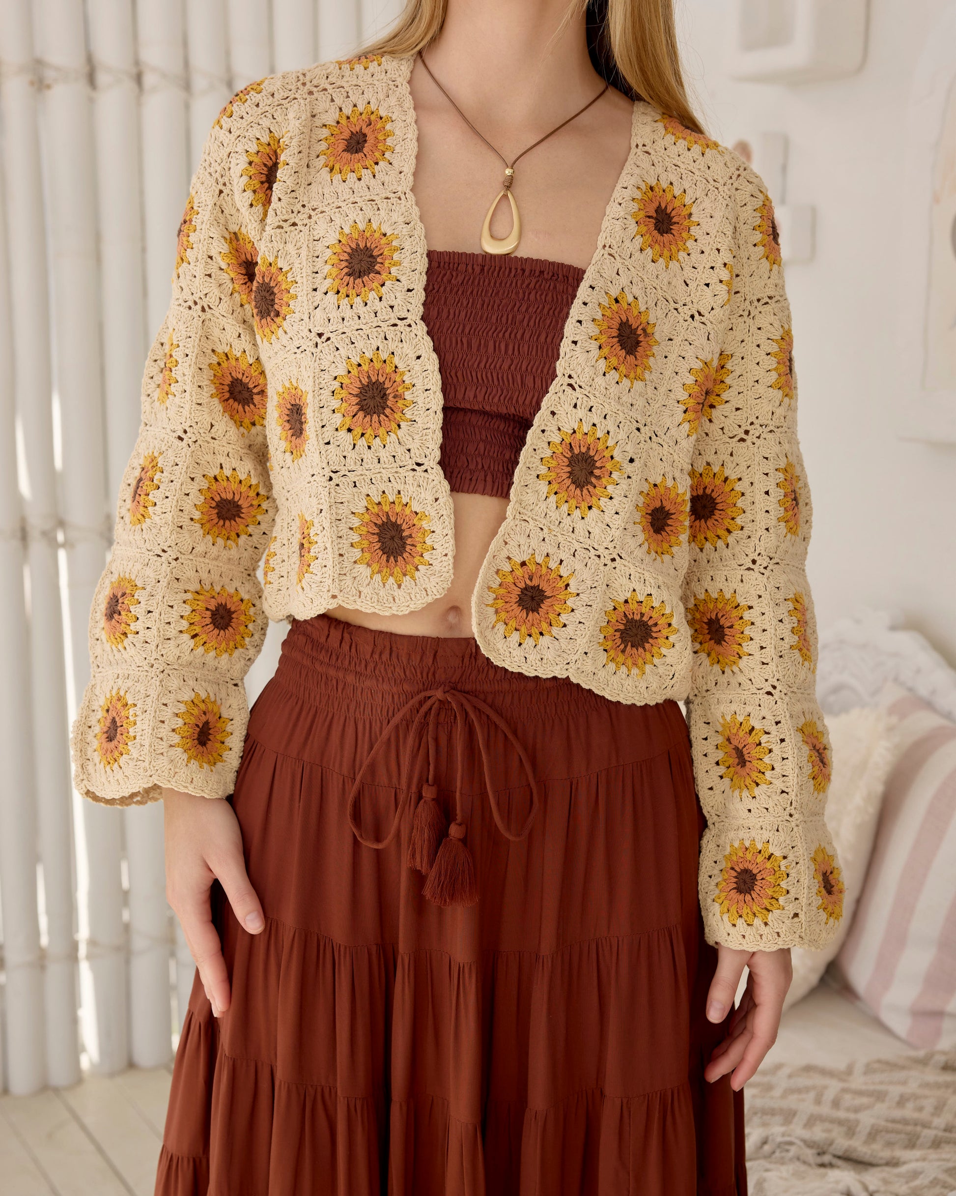 SUNFLOWER CARDIGAN VINTAGE CREAM