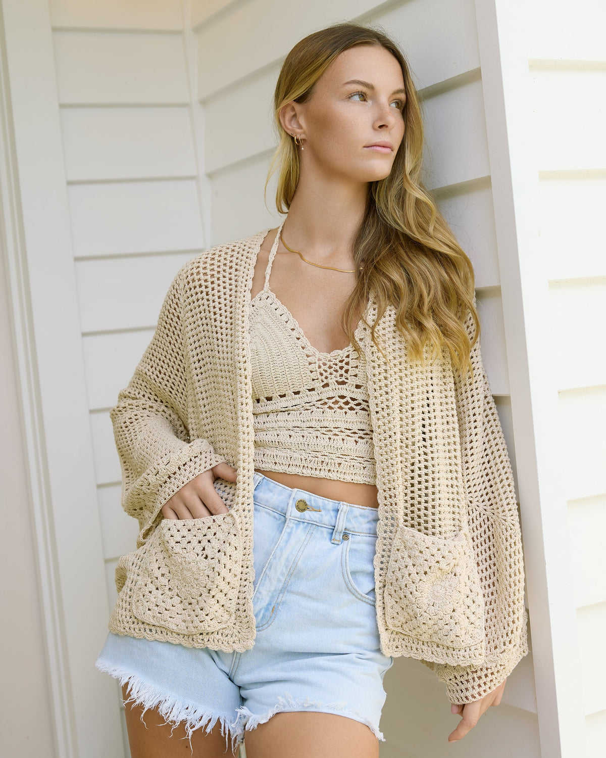 FLEUR CARDIGAN VINTAGE CREAM