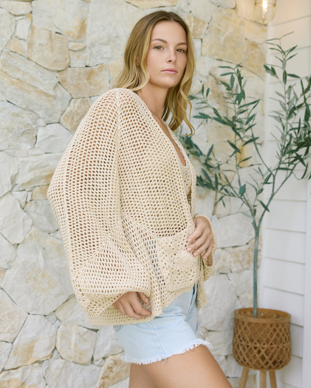 FLEUR CARDIGAN VINTAGE CREAM