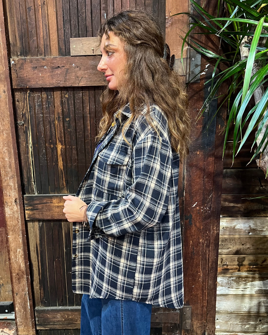 JOAN FLANNEL SHACKET NAVY