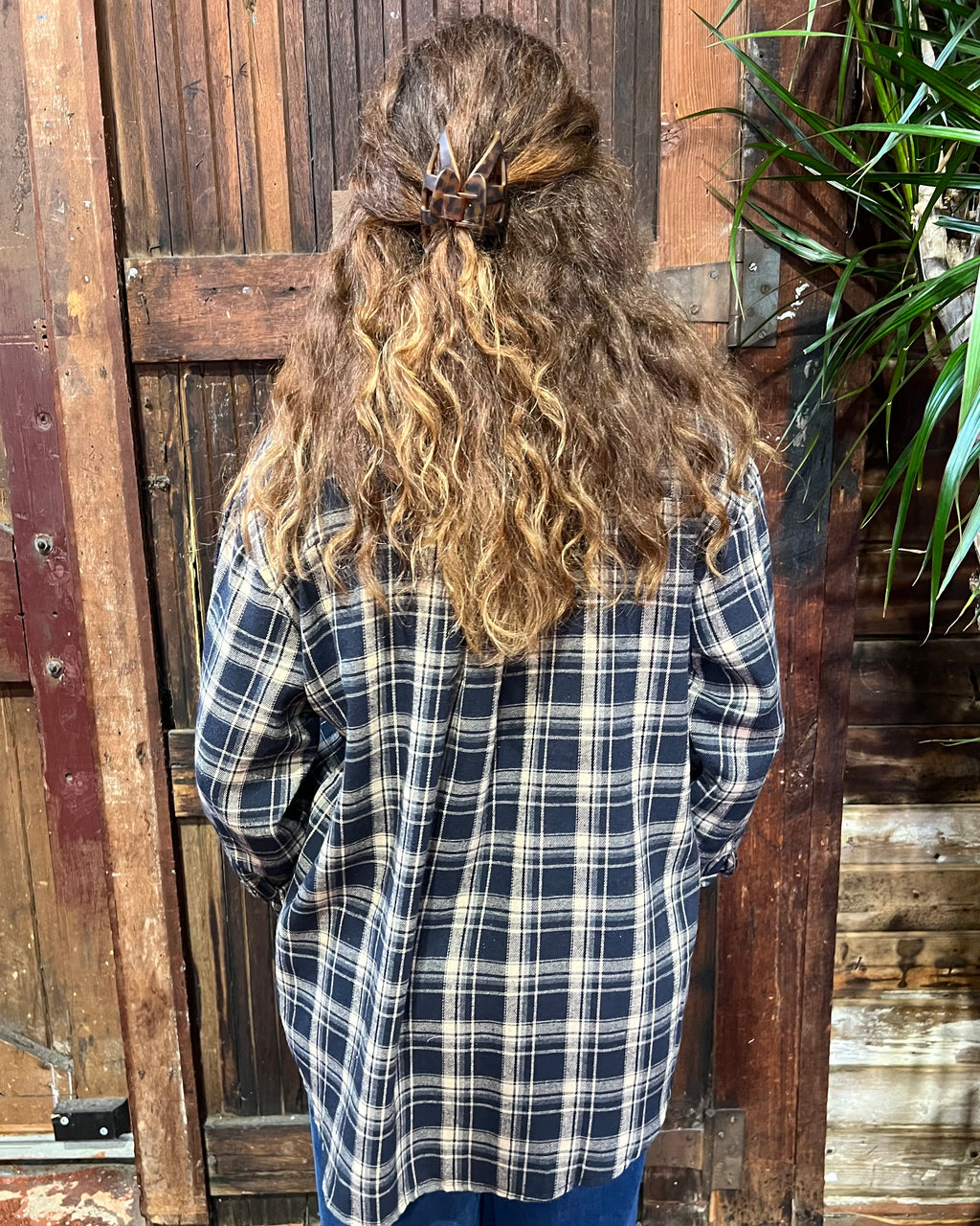 JOAN FLANNEL SHACKET NAVY