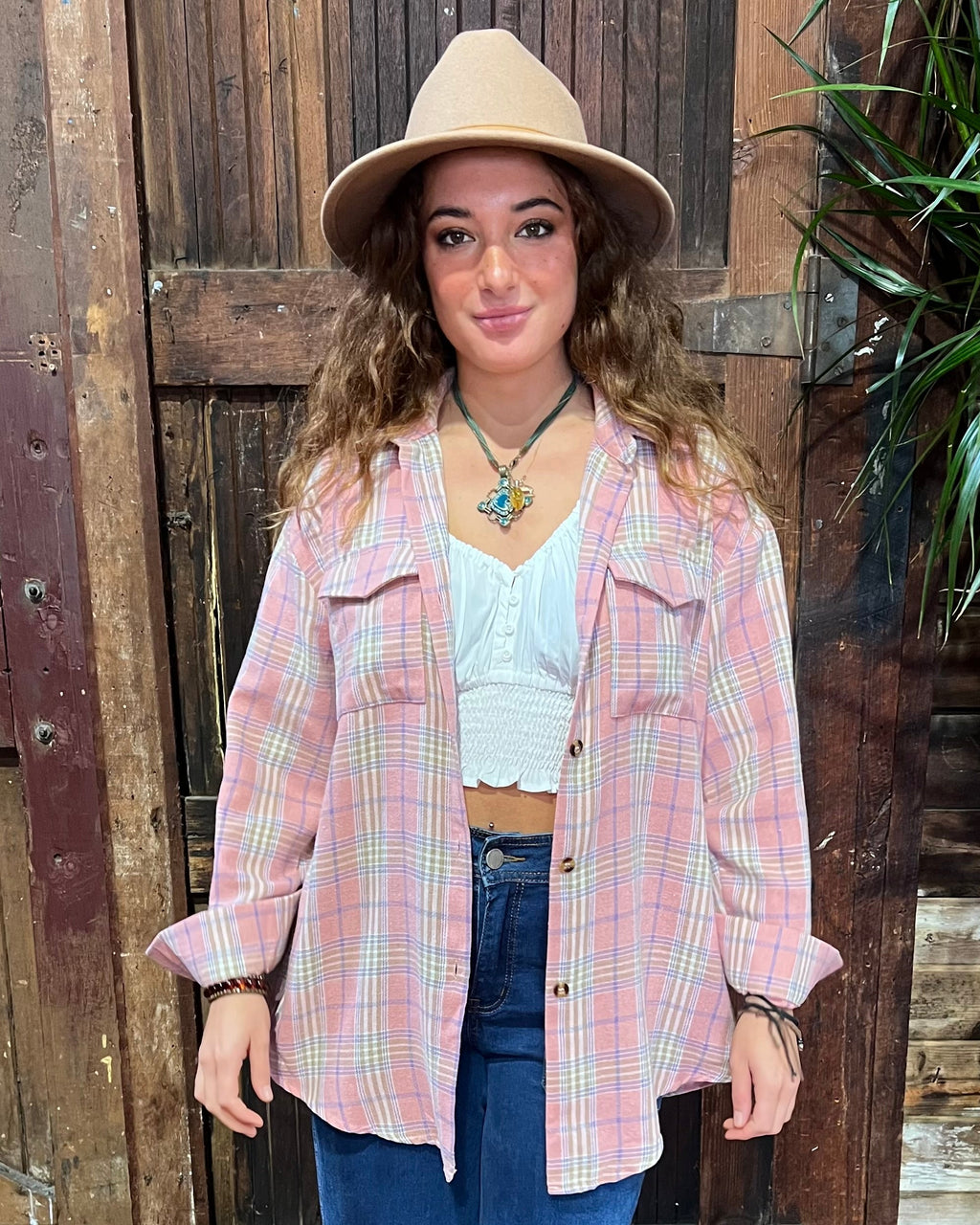 JOAN FLANNEL SHACKET PINK