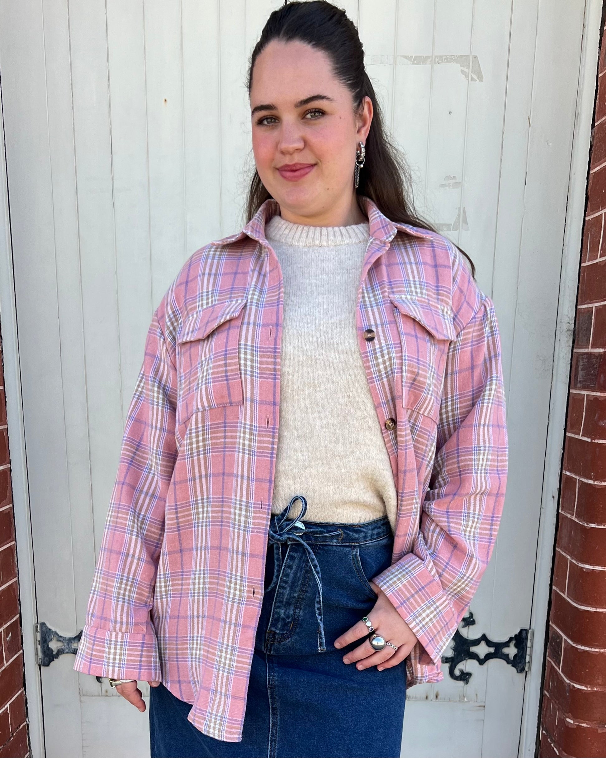 JOAN FLANNEL SHACKET PINK