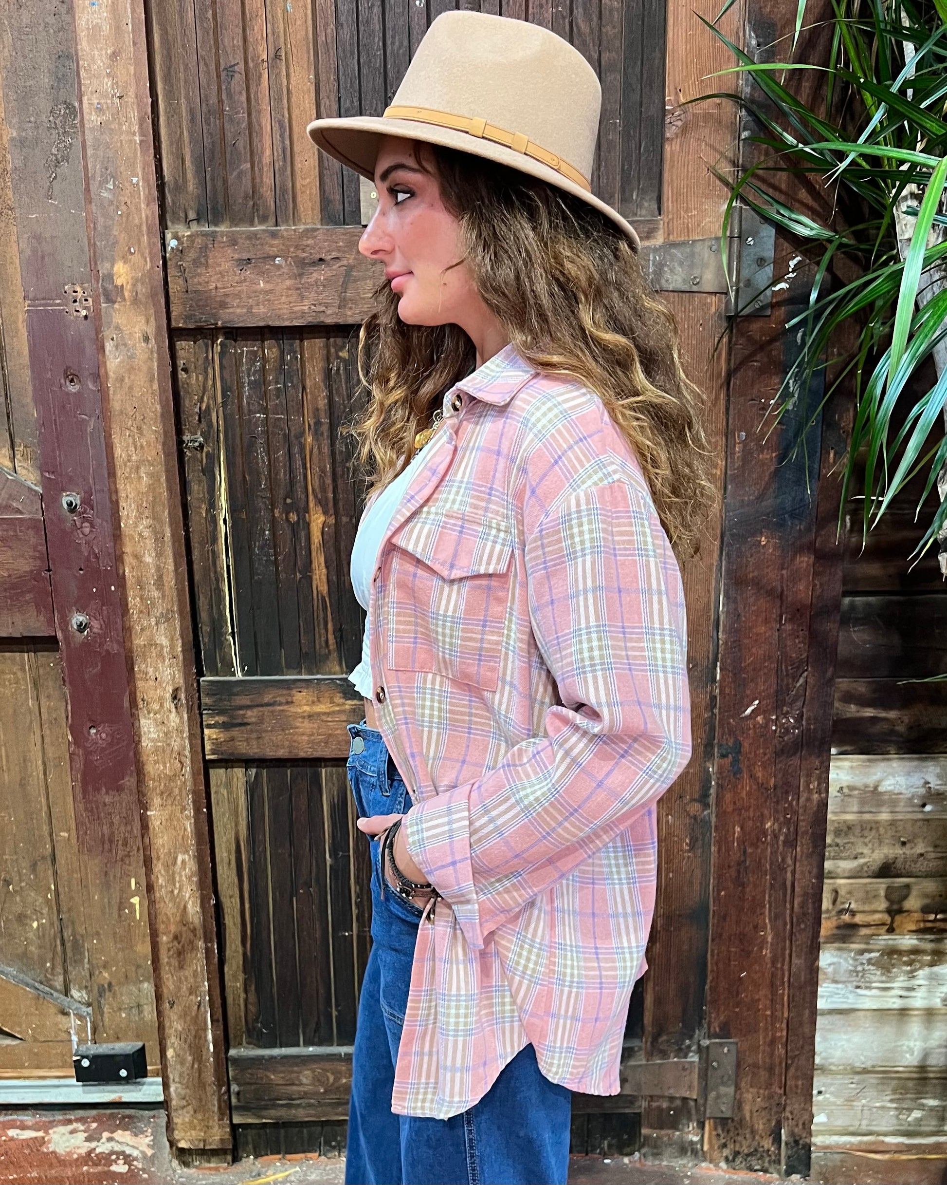 JOAN FLANNEL SHACKET PINK