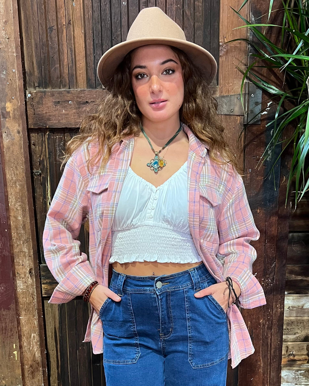 JOAN FLANNEL SHACKET PINK