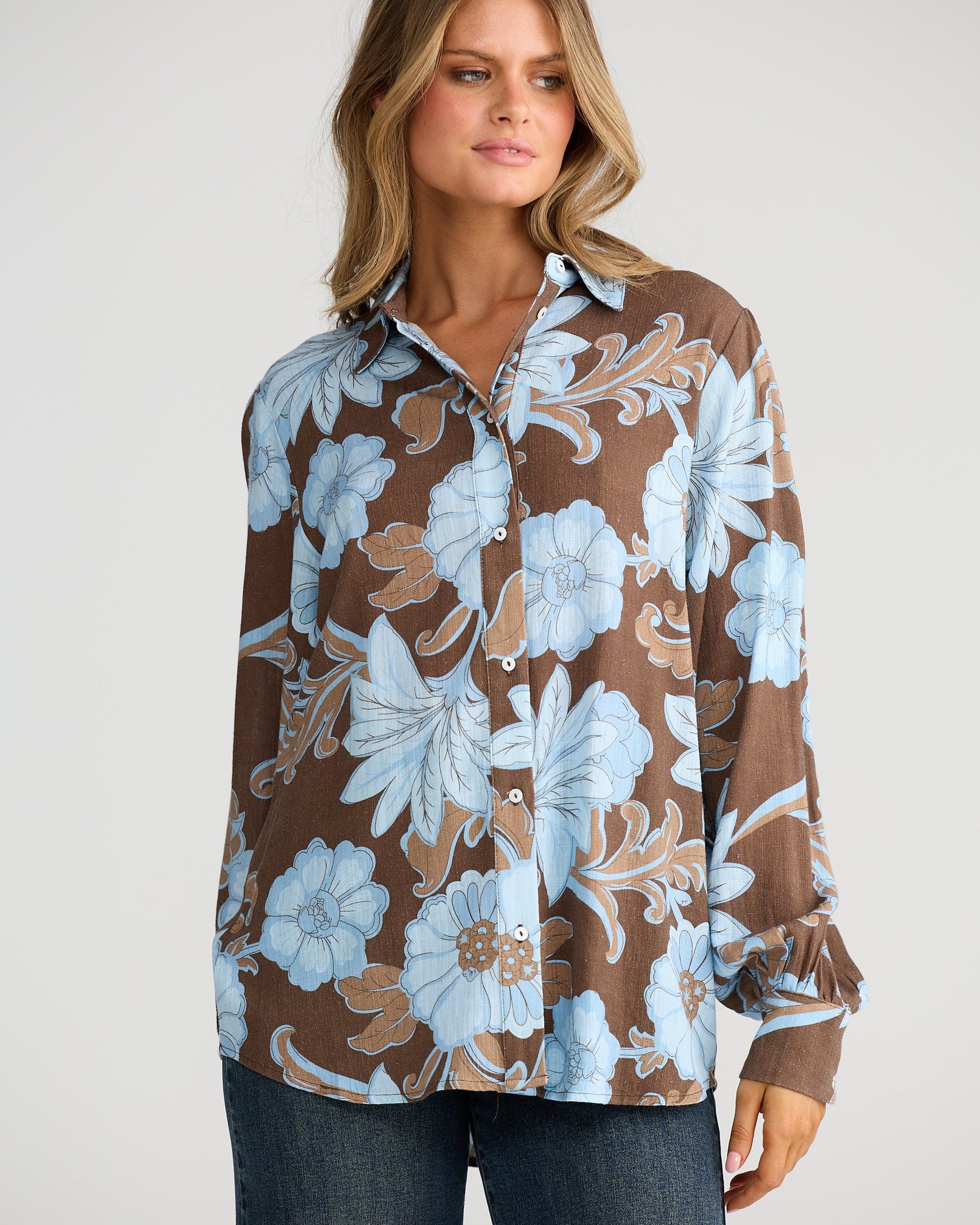 FLOWER CHILD SHIRT CHOCOLATE IBIZA