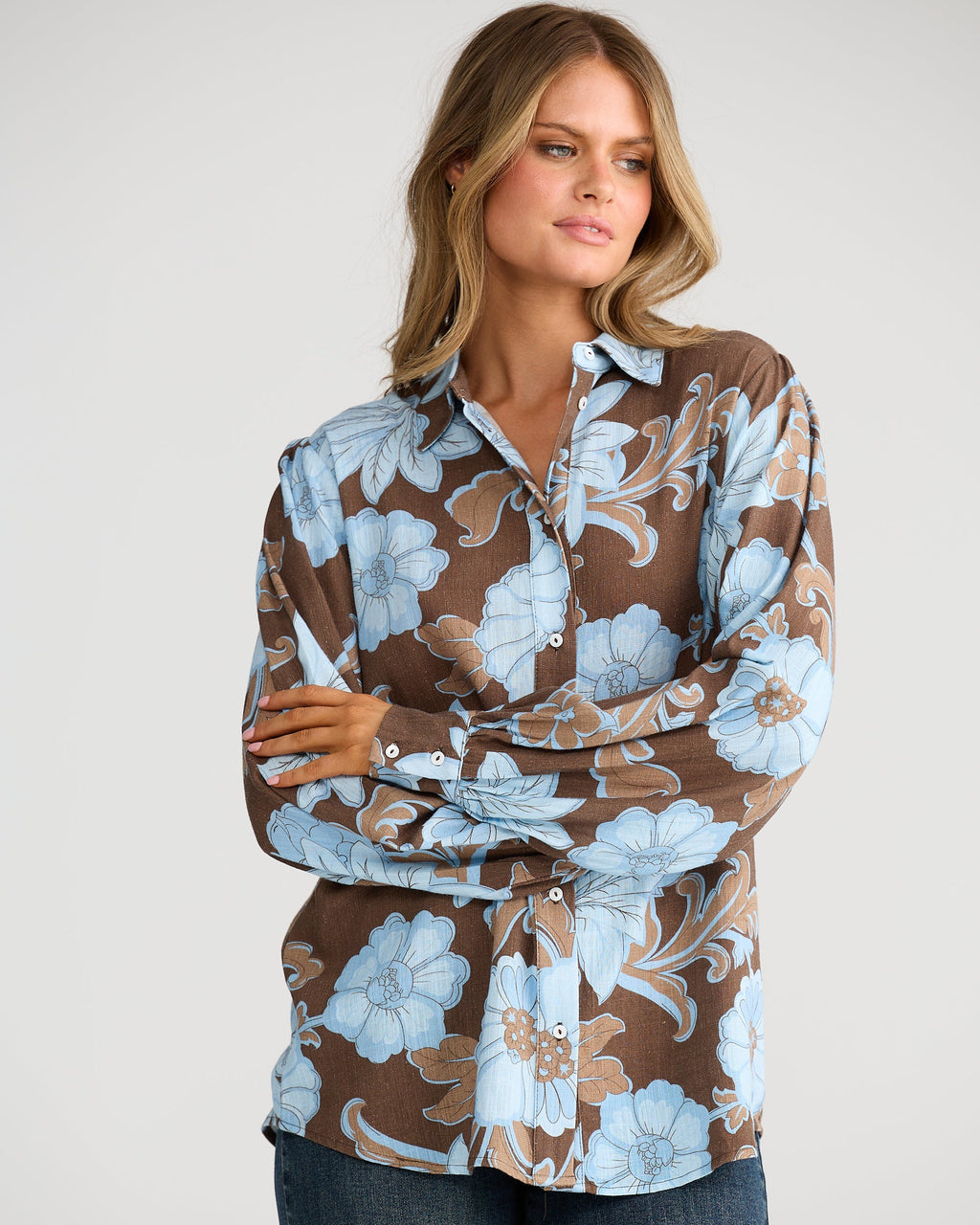 FLOWER CHILD SHIRT CHOCOLATE IBIZA
