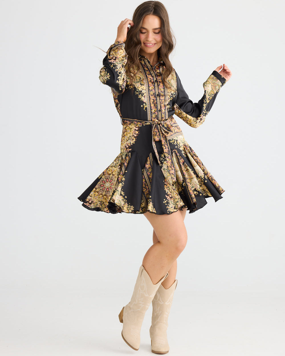 CLOVE MINI DRESS BLACK PAISLEY
