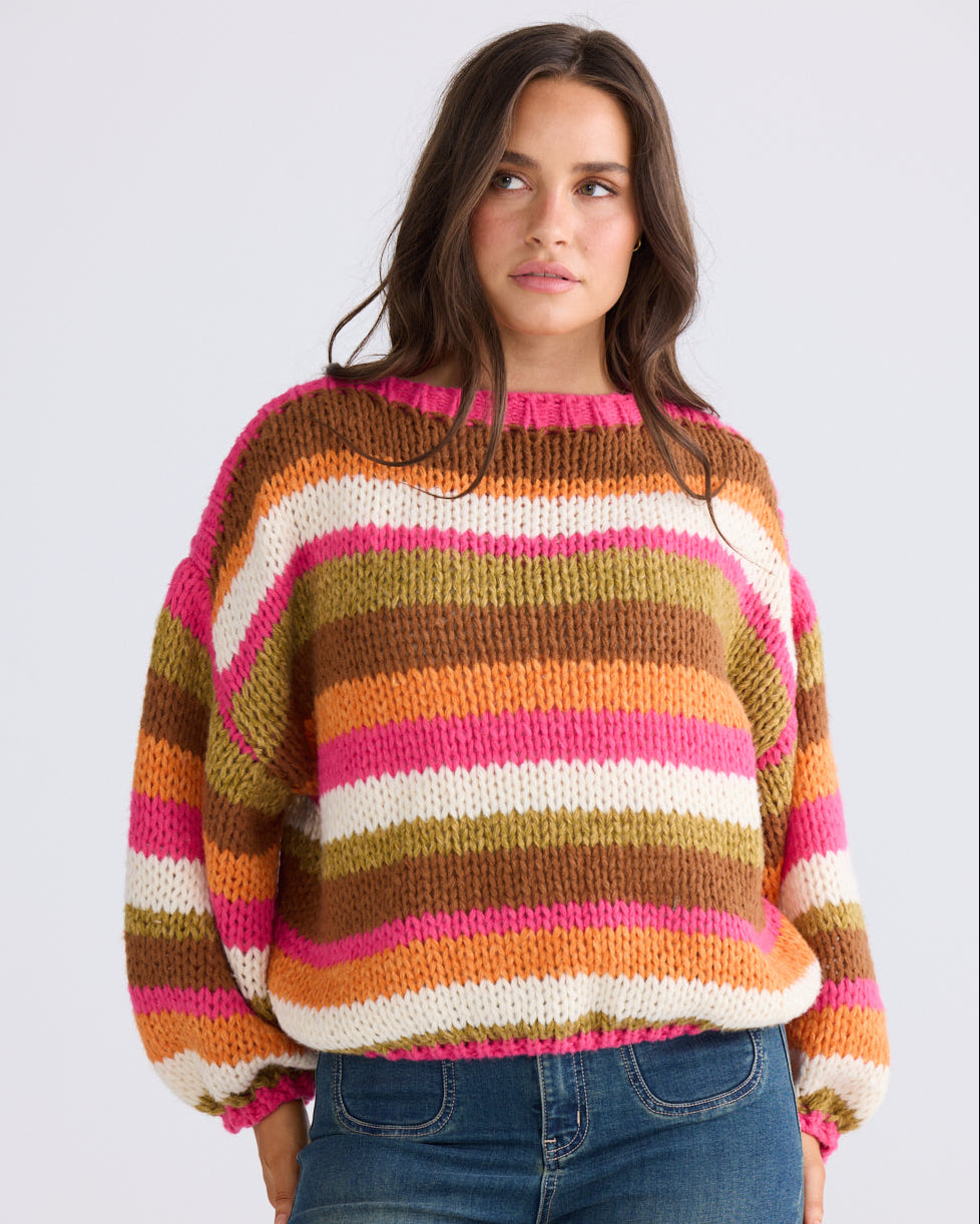 FAWN KNIT HIBISCUS STRIPE