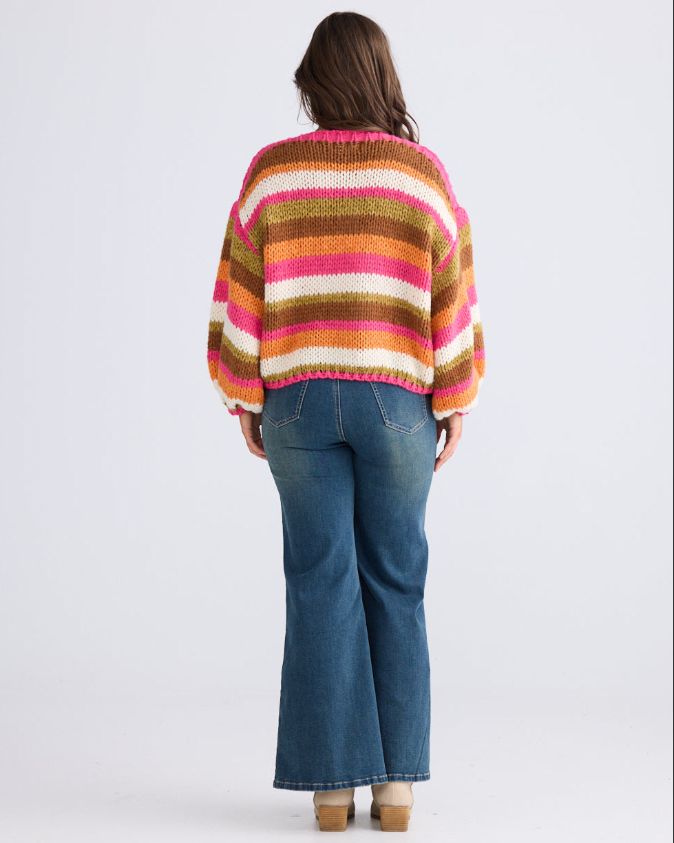 FAWN KNIT HIBISCUS STRIPE