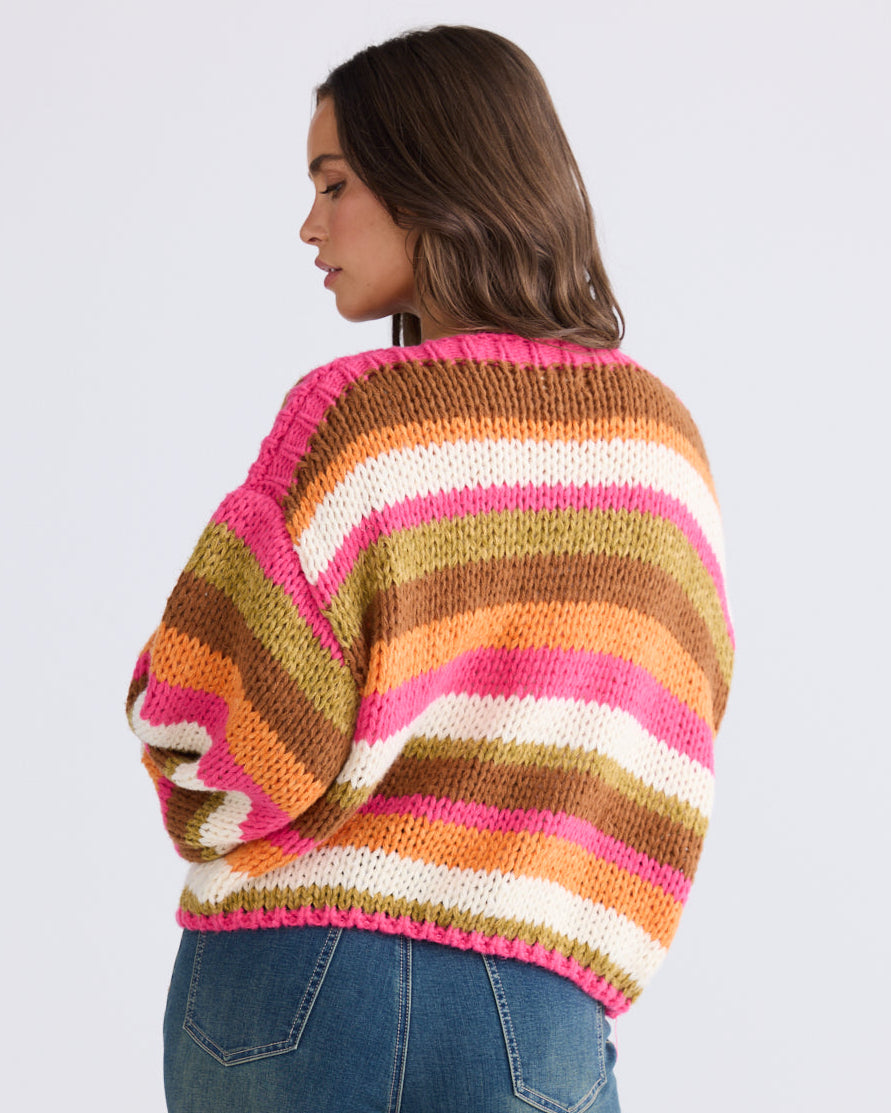 FAWN KNIT HIBISCUS STRIPE