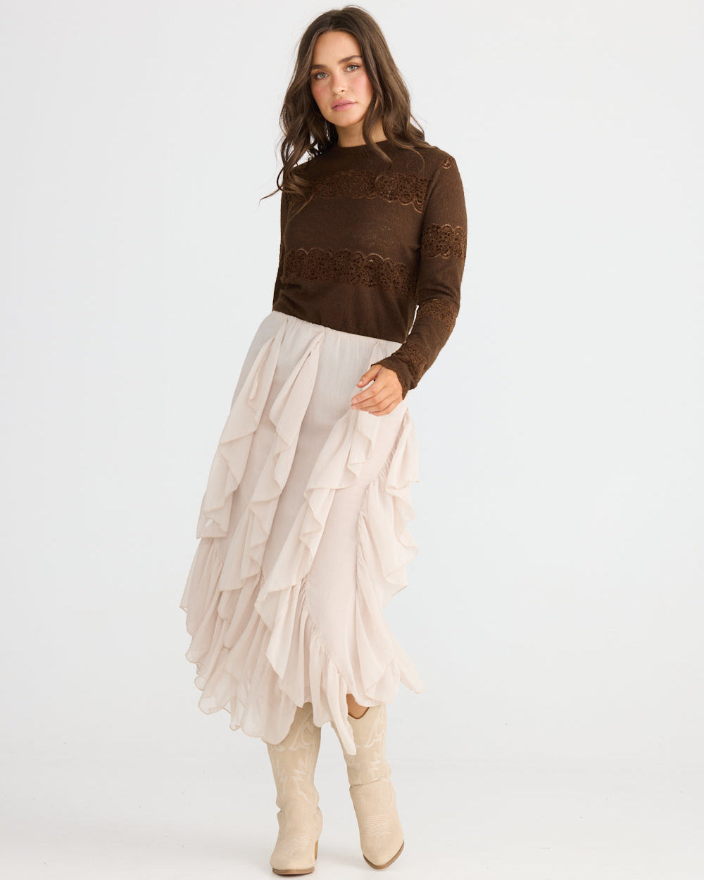 RAFAEL MIDI SKIRT ALMOND