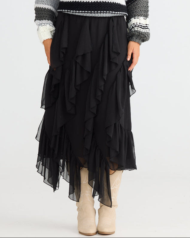 RAFAEL MIDI SKIRT BLACK