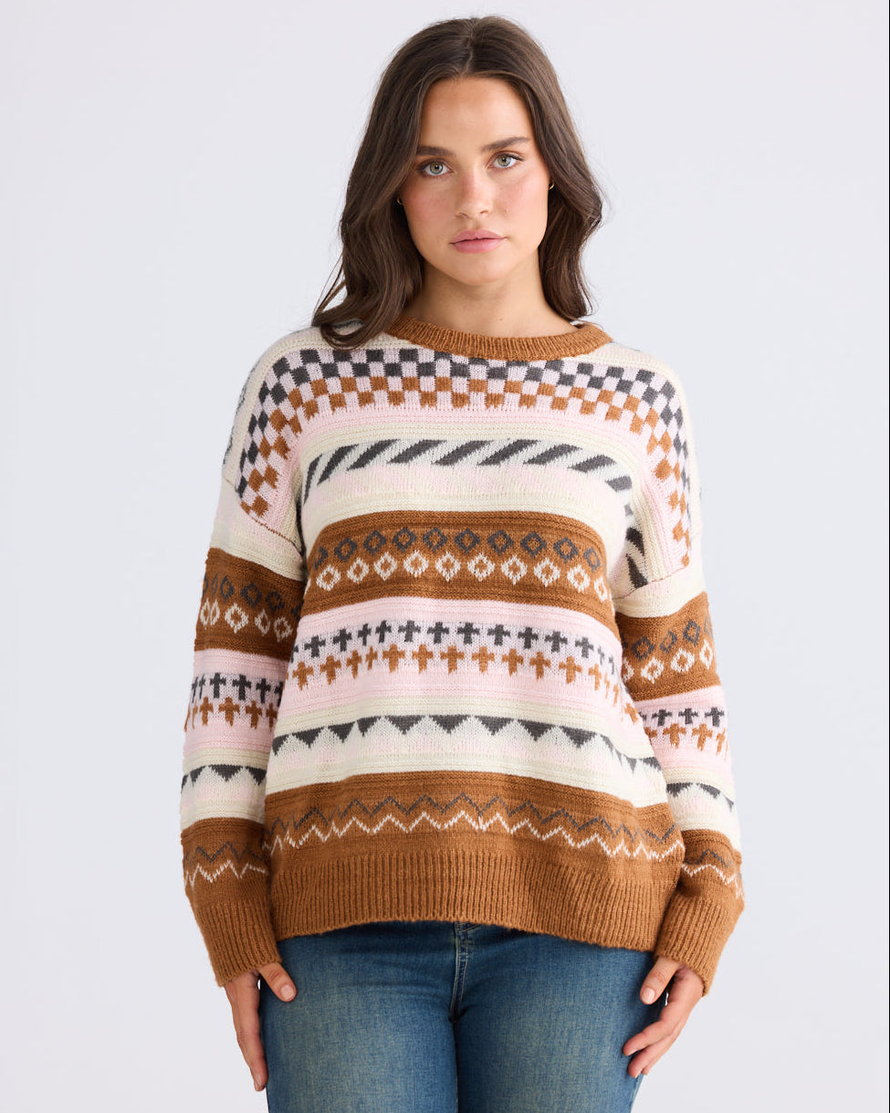 SNOW BUNNY KNIT PINK STRIPE