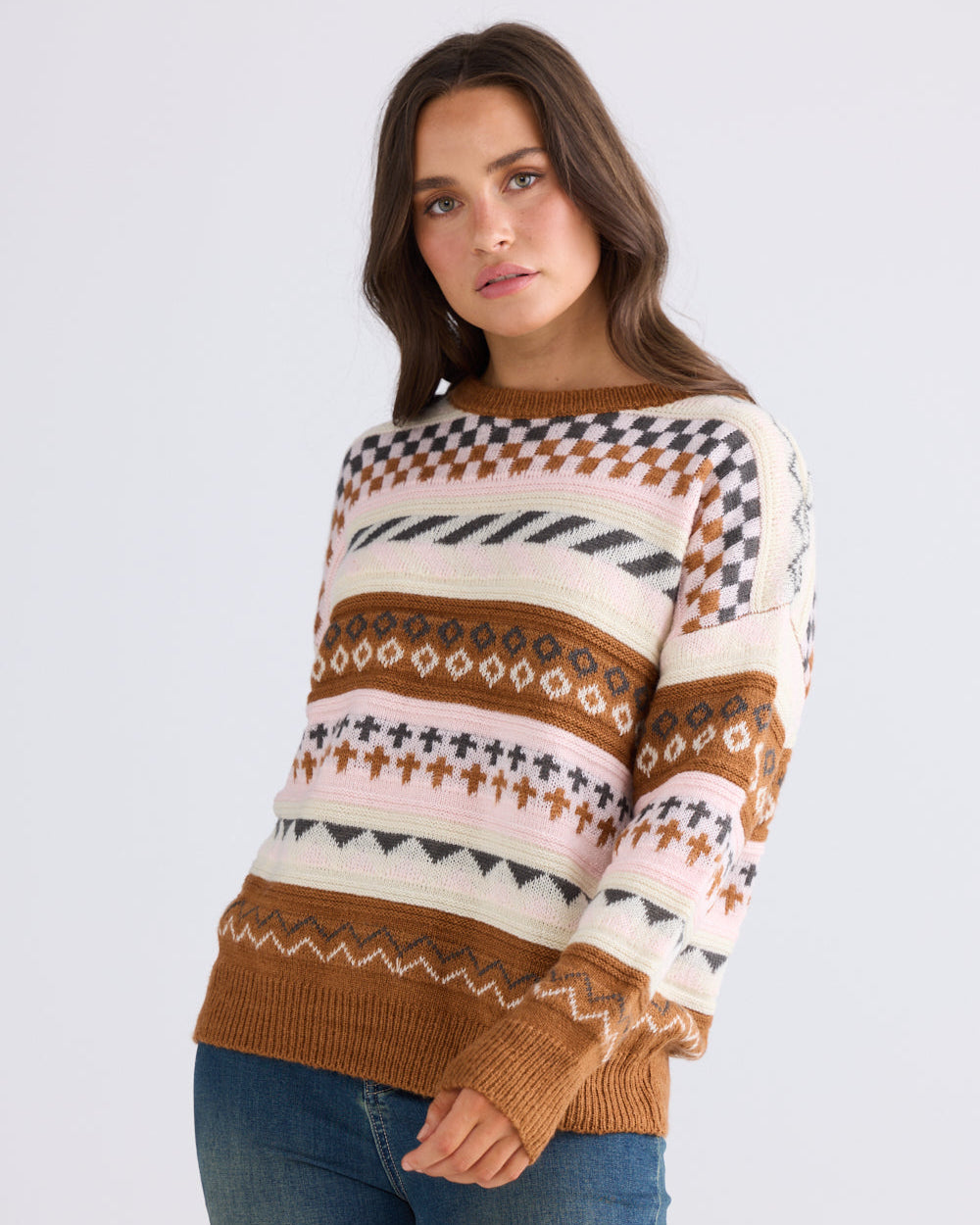 SNOW BUNNY KNIT PINK STRIPE
