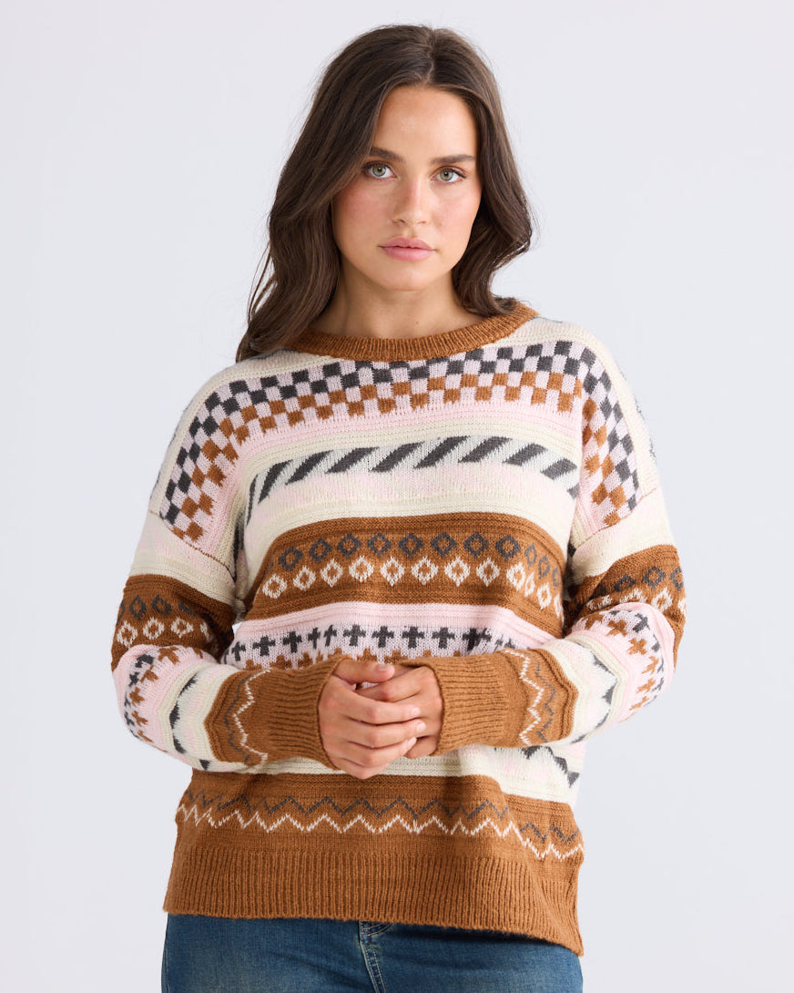 SNOW BUNNY KNIT PINK STRIPE