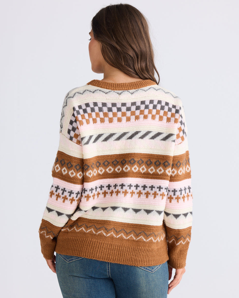 SNOW BUNNY KNIT PINK STRIPE