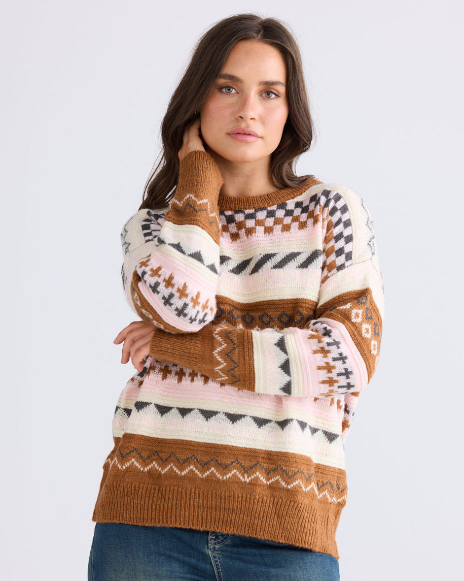 SNOW BUNNY KNIT PINK STRIPE