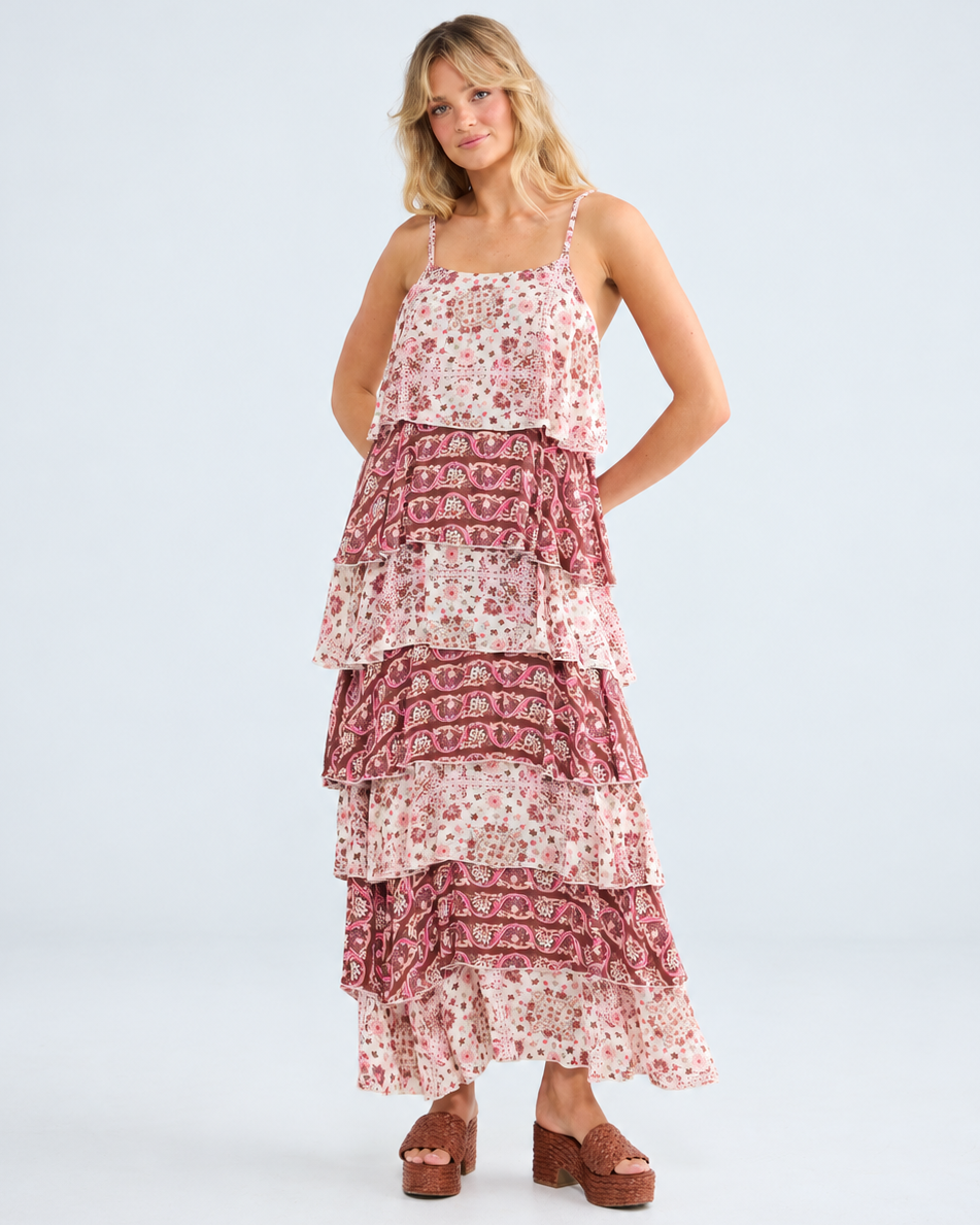 RUE MAXI DRESS CHAI FLORAL